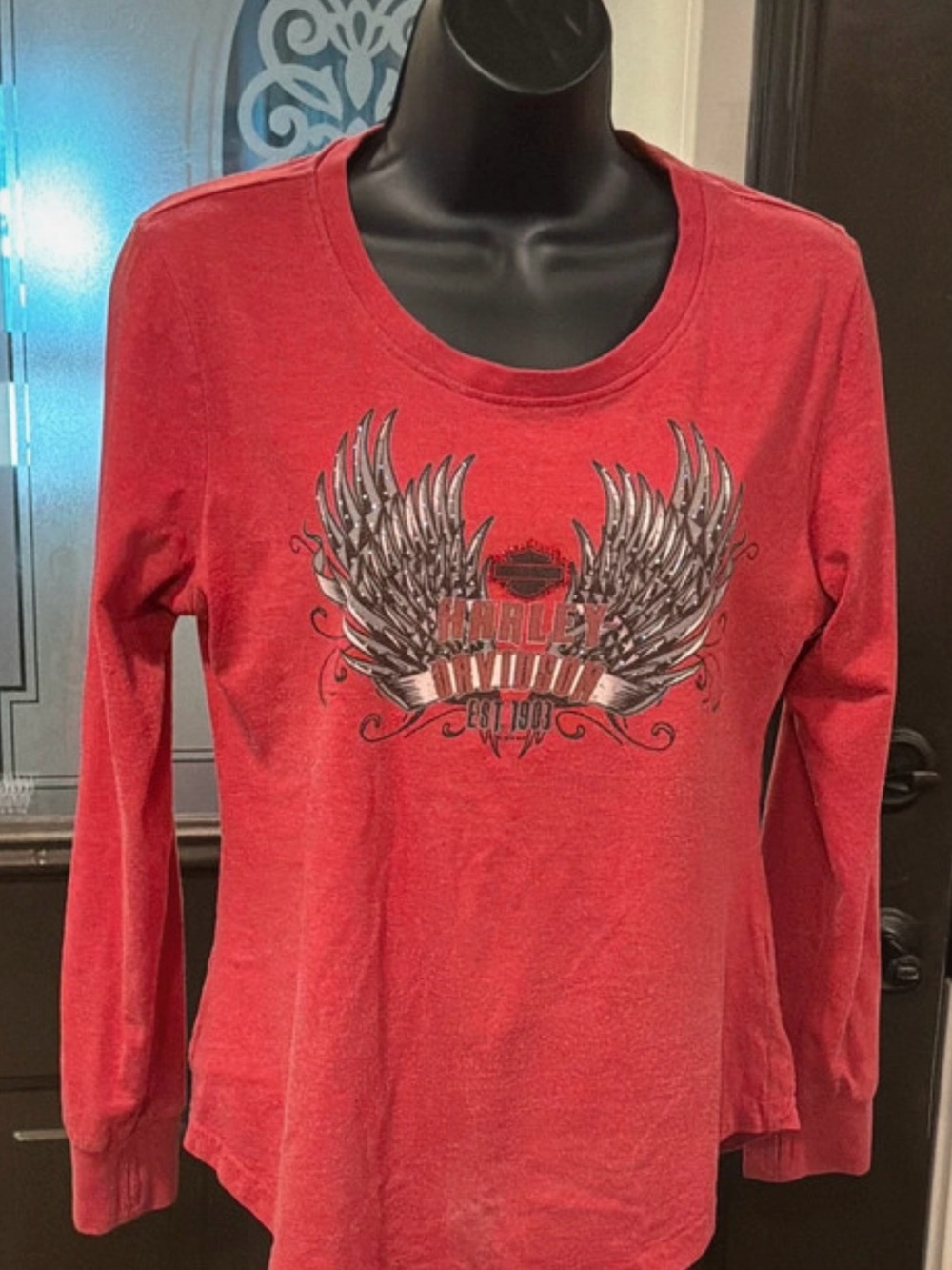 Harley-Davidson Red Long-Sleeve Winged Logo Tee